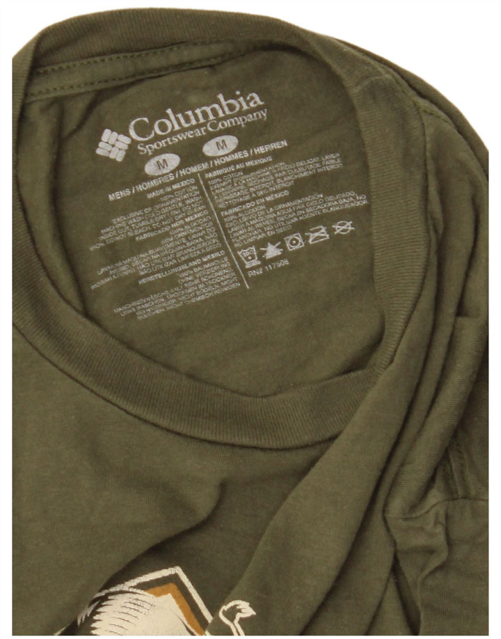 Męska koszulka z grafiką Columbia, średnia, zielona bawełna