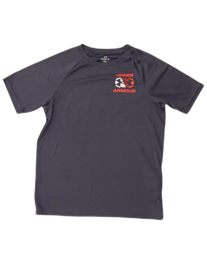 UNDER ARMOUR Chłopięcy, luźny T-shirt z grafiką, 9-10 lat, średni szary