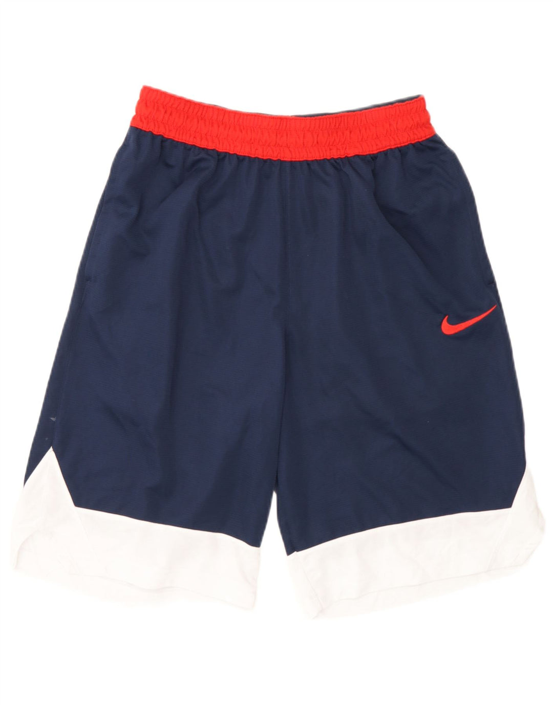 Męskie spodenki sportowe Nike Dri Fit, małe, granatowe, z poliestru w blokach kolorów