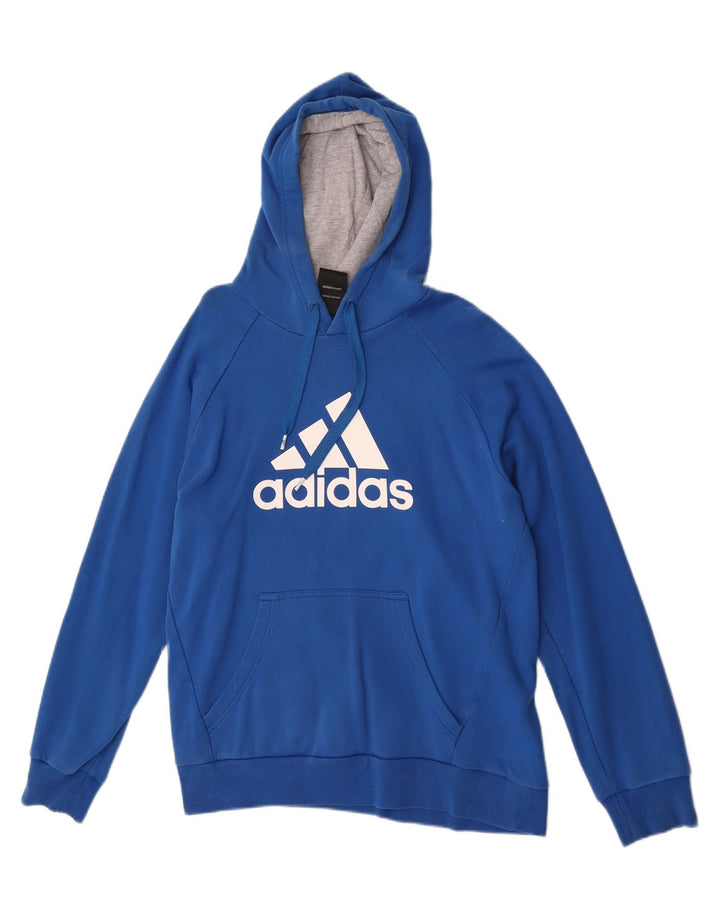Męska bluza z kapturem Adidas Graphic, średnia niebieska, bawełniana