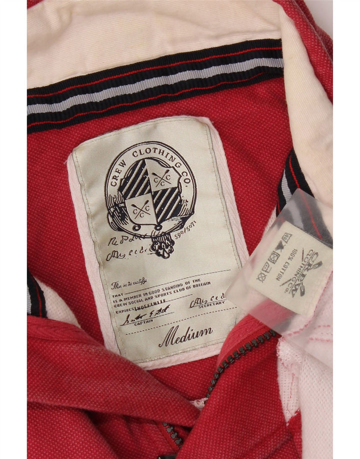 Crew Clothing Męska koszulka polo do rugby z zamkiem błyskawicznym, średnia czerwona, bawełniana