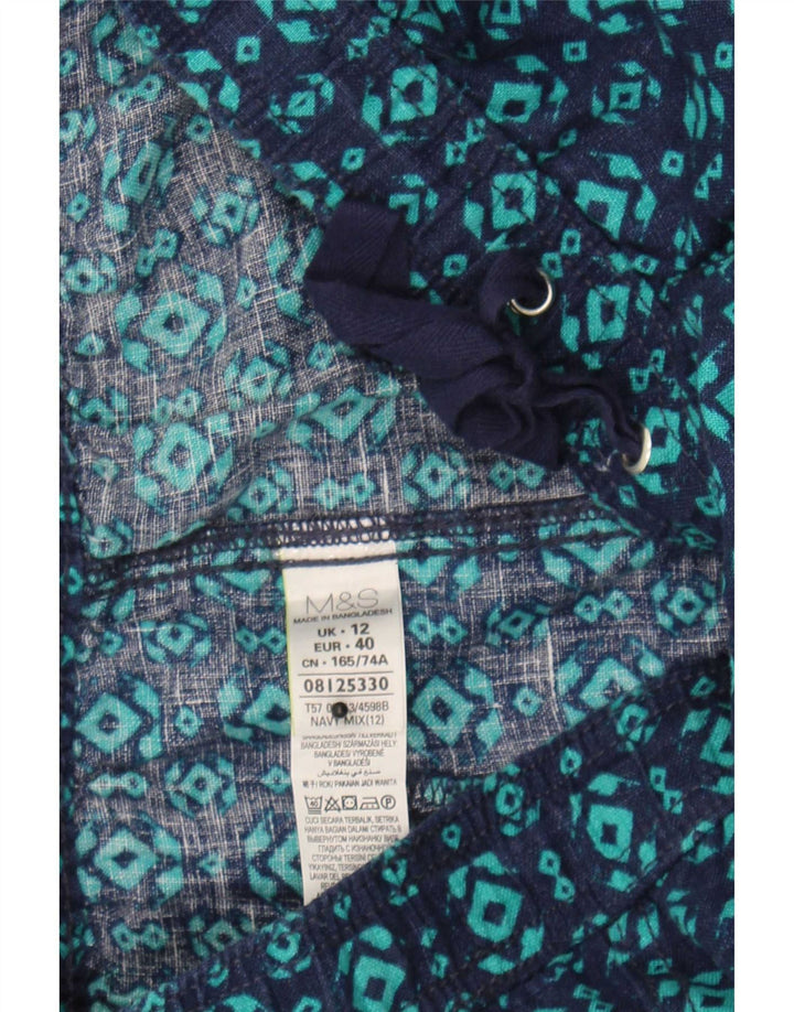 Marks & Spencer Damska spódnica w kształcie litery A UK 12 Medium W30 Granatowa geometryczna