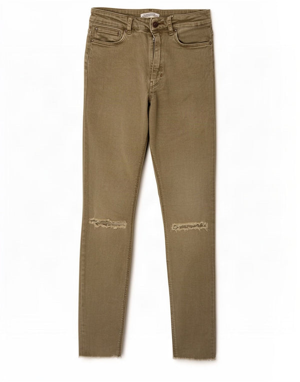 Damskie jeansy rurkowe Zara w trudnej sytuacji EU 36 XS W26 L28 Khaki