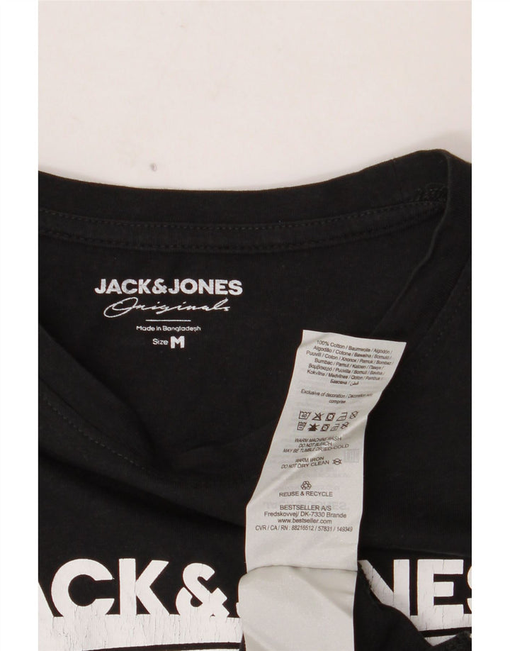Męska koszulka z grafiką JACK & JONES, średnia czarna, bawełniana