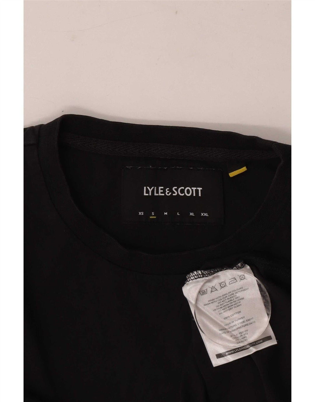 Lyle & Scott Męski top z długim rękawem, mały, czarny, bawełniany