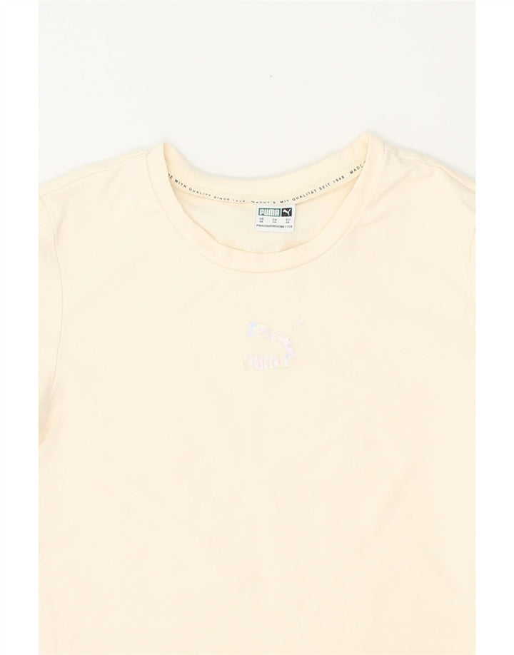 PUMA Womens T-Shirt Top UK 4 XS Off White Vintage Puma and Second-Hand Puma from Messina Hembry 
