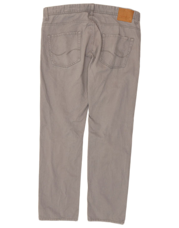 Męskie spodnie casual Jack & Jones Slim Fit W38 L32 Szara bawełna