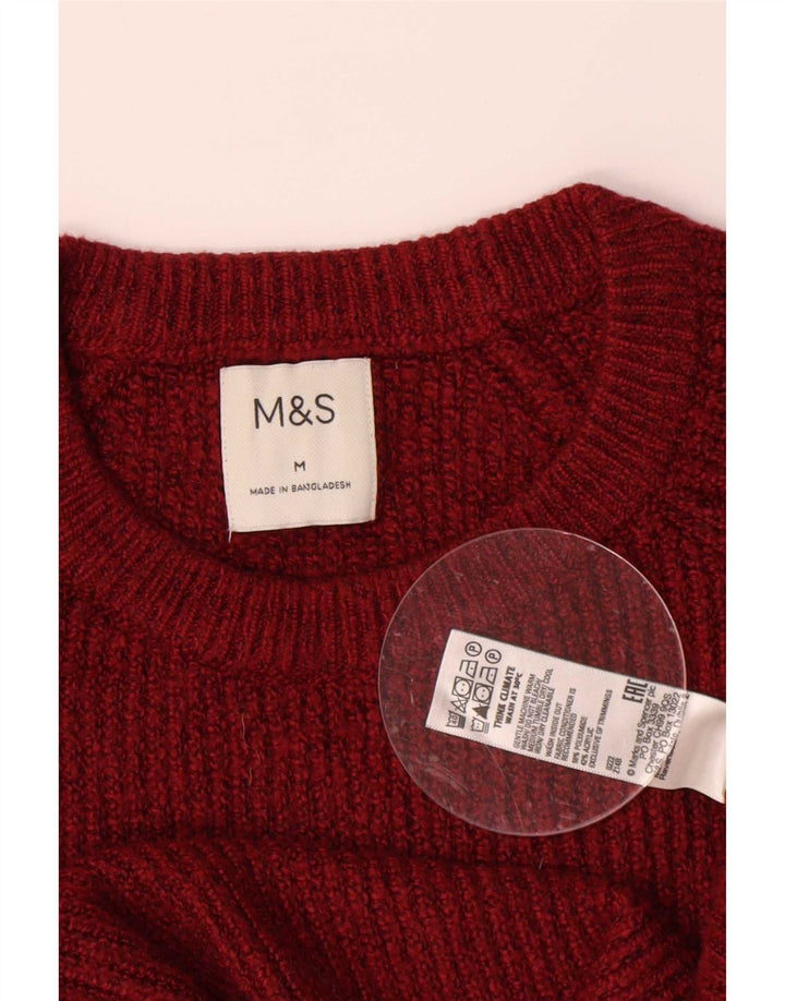 Marks & Spencer Męski sweter z okrągłym dekoltem, średni bordowy poliamid