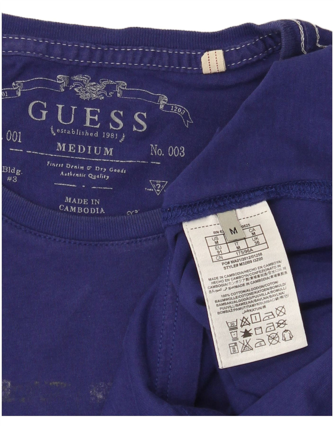 Męski T-shirt Guess z grafiką, średni fiolet, bawełna