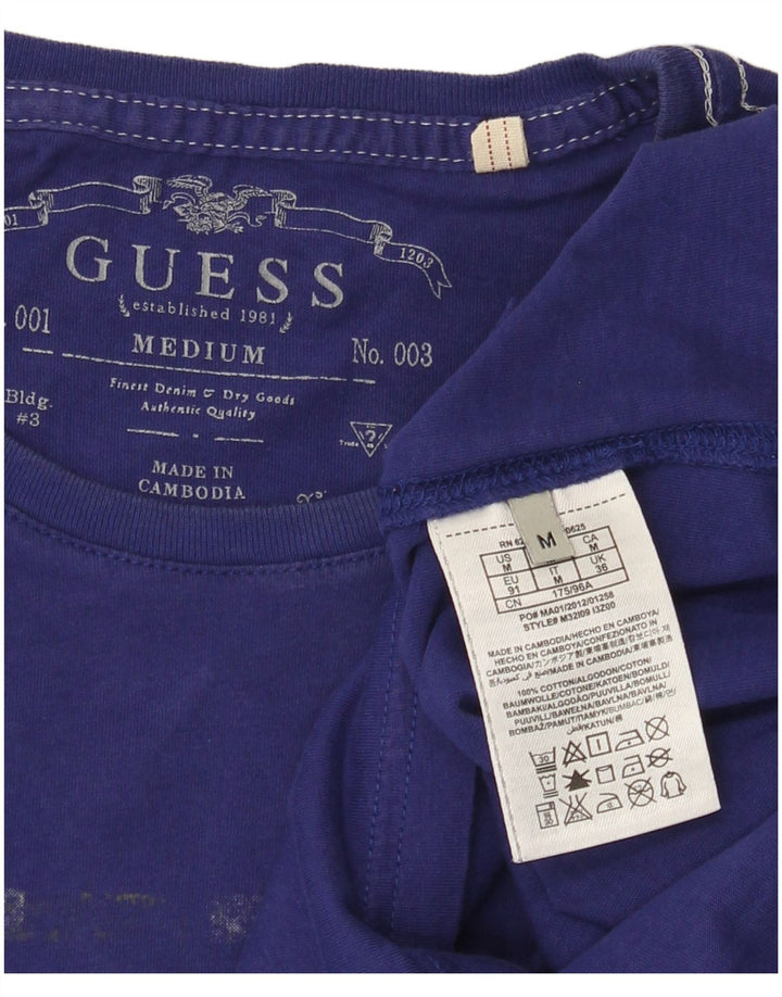 Męski T-shirt Guess z grafiką, średni fiolet, bawełna