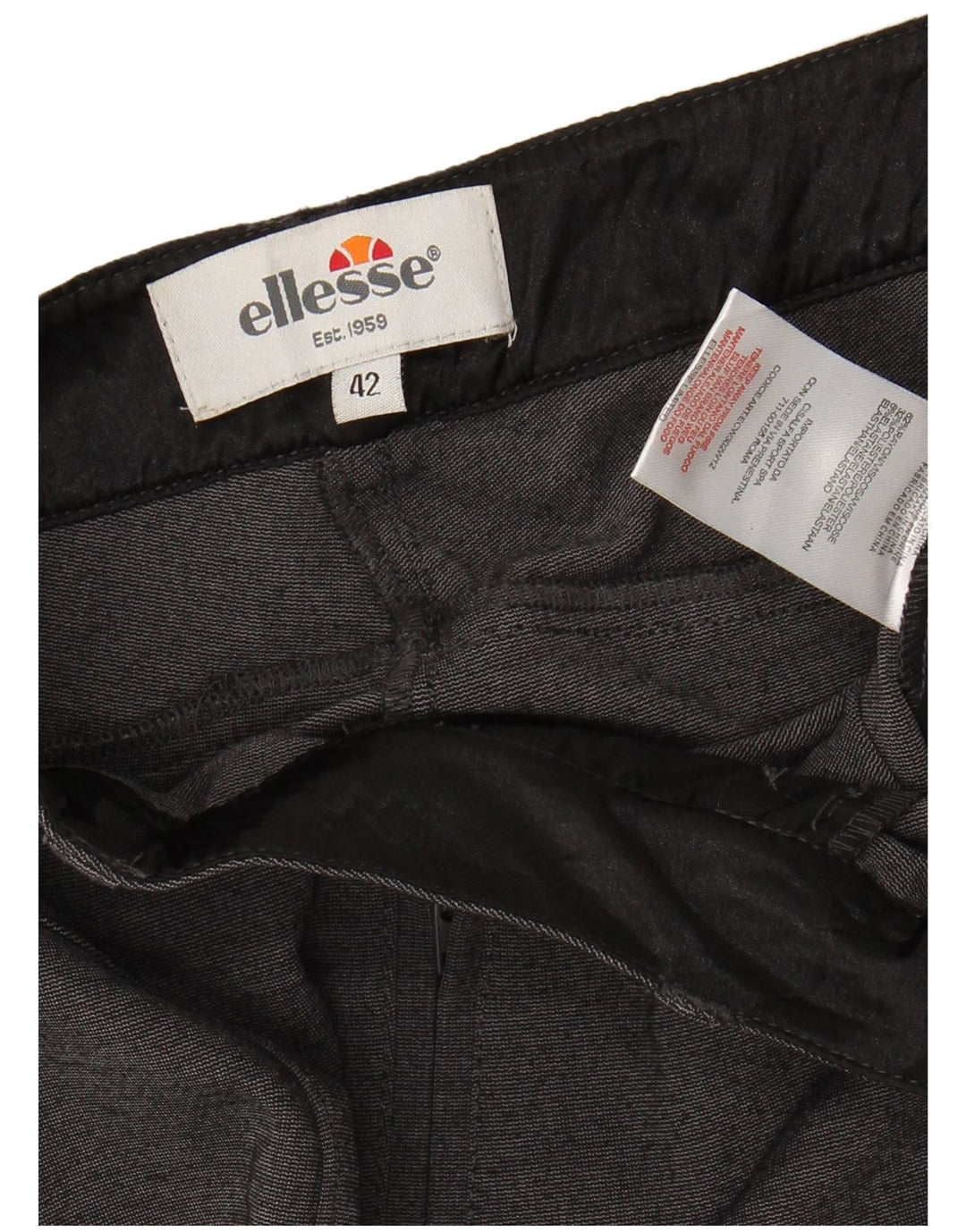 Damskie spodnie typu slim chino ELLESSE IT 42 Medium W28 L27 Szary sztuczny jedwab