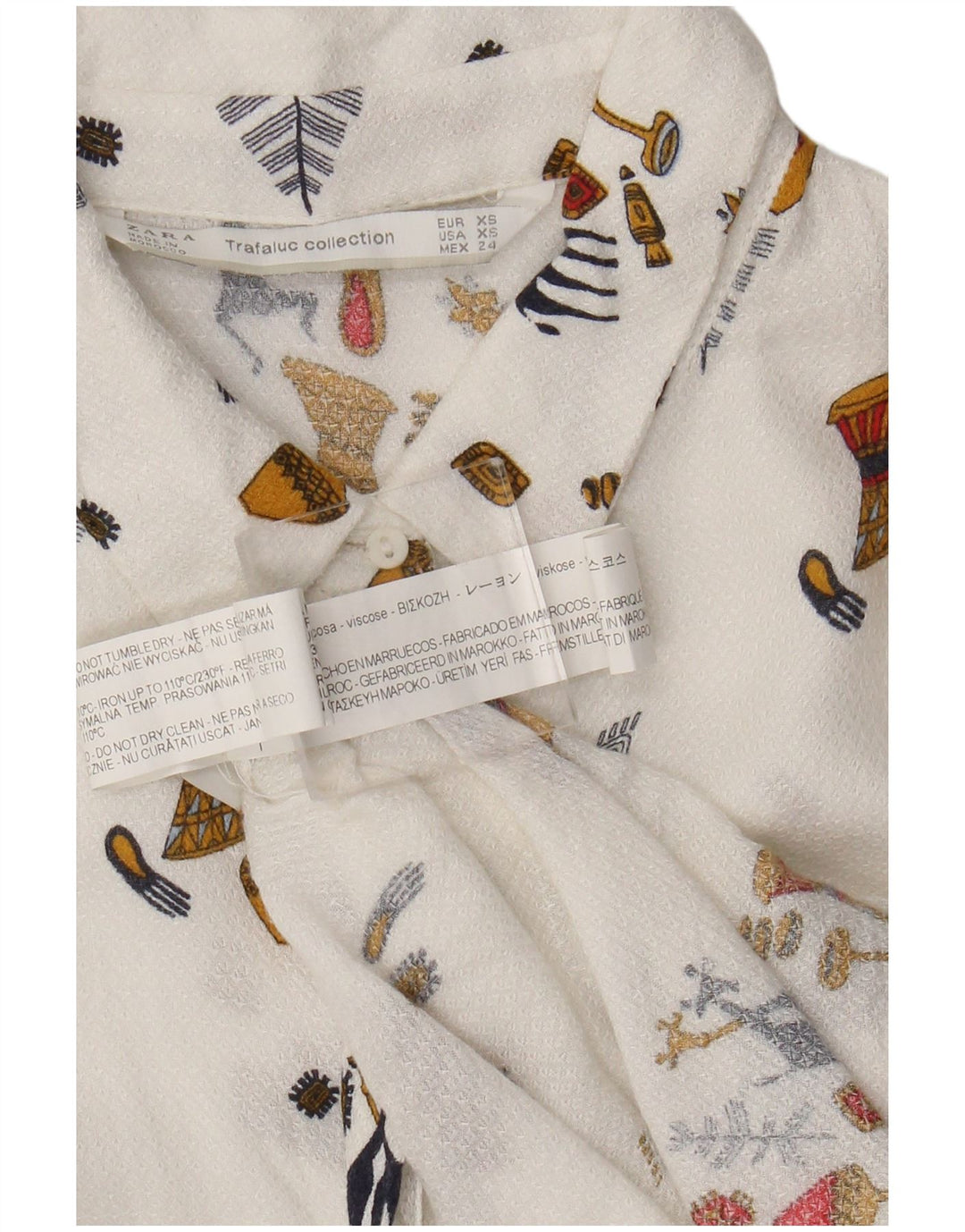 Damska prześwitująca koszula Zara UK 6 XS Biała geometryczna wiskoza