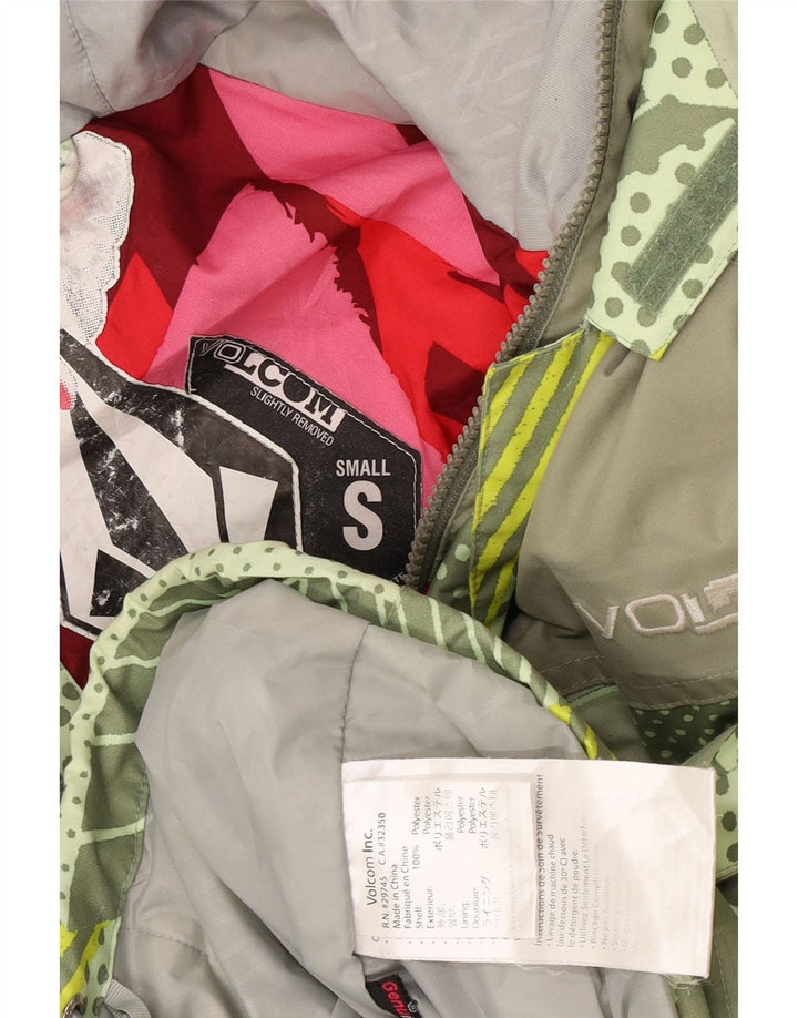 Męska kurtka wiatrówka z kapturem Volcom UK 36 Mały zielony geometryczny poliester