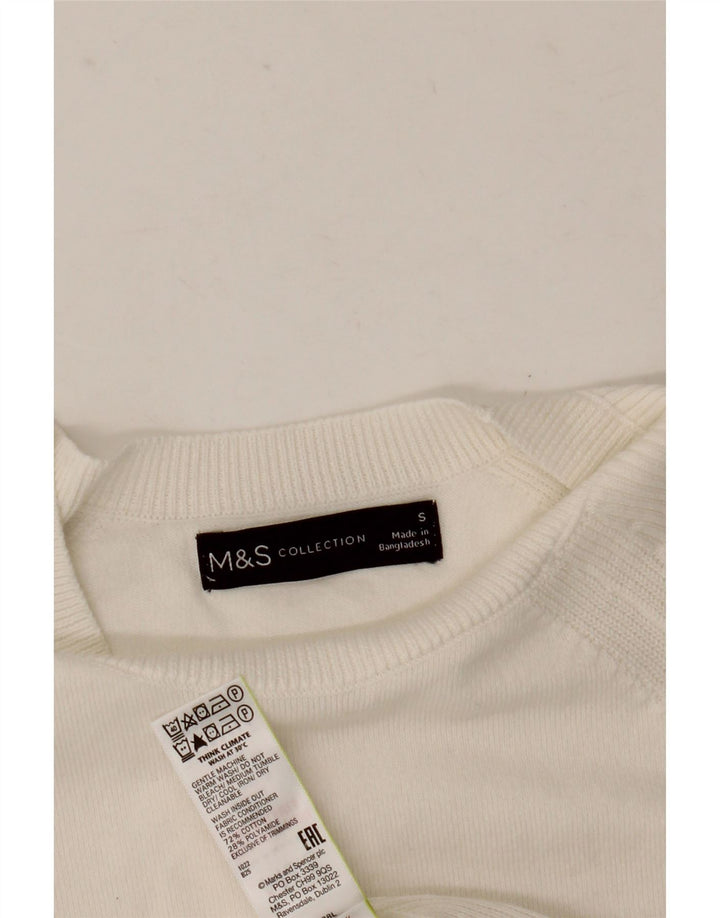 Marks & Spencer Damski sweter z dekoltem w łódkę, UK 10, mały, biały