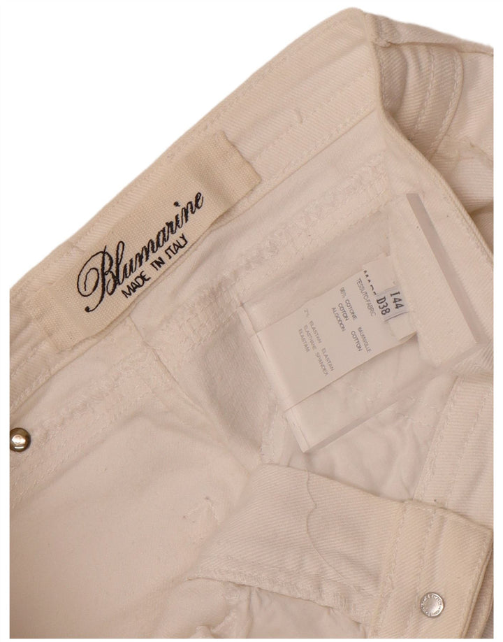 Blumarine Damskie jeansy slim IT 44 Medium W30 L33 Biała bawełna