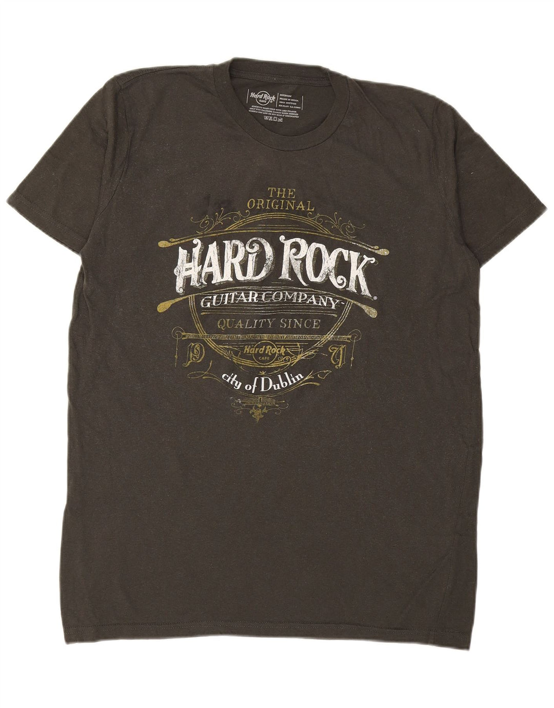 HARD ROCK CAFE Męski T-shirt z grafiką City Of Dublin, średni, bawełniany khaki