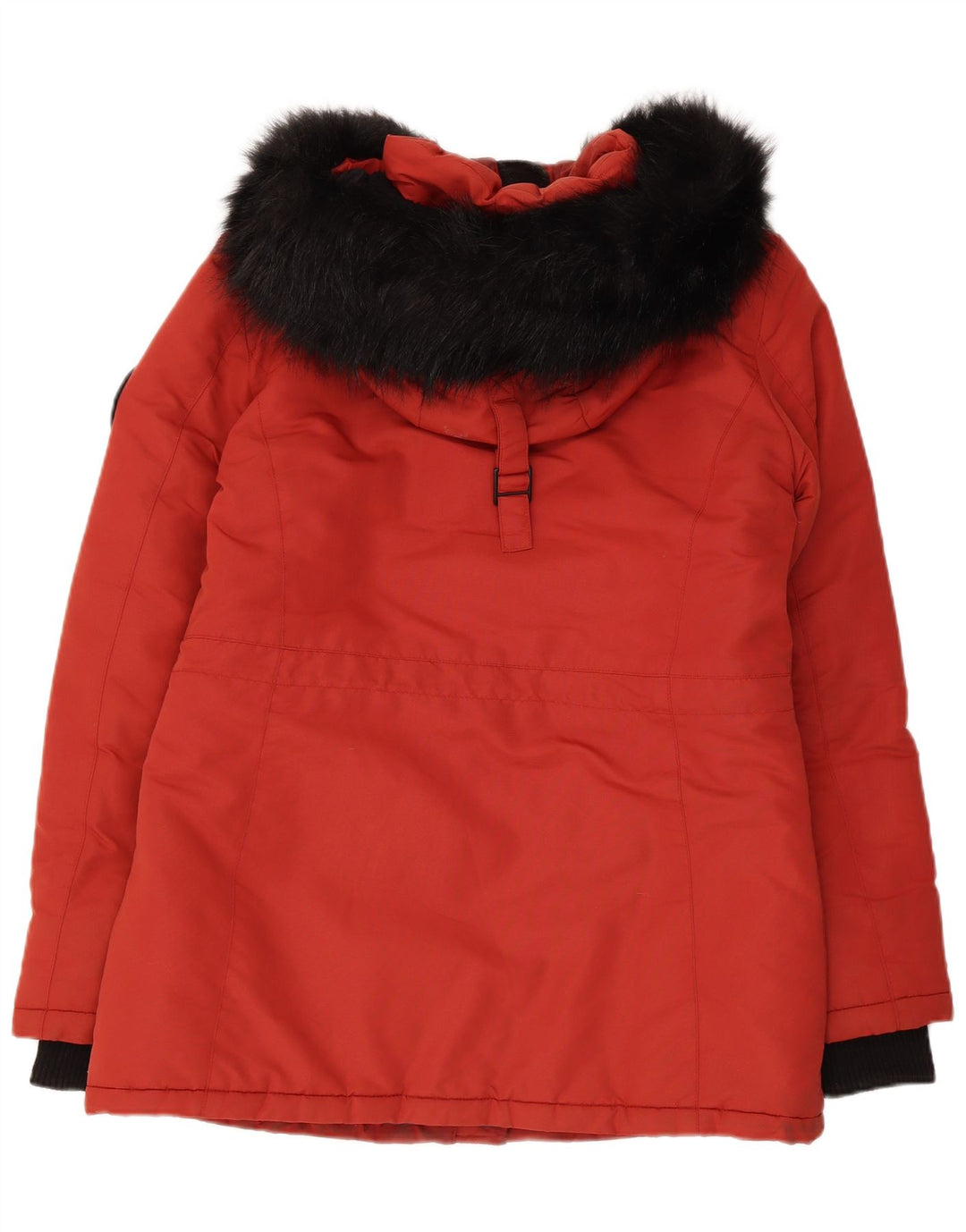 Damska kurtka typu parka z kapturem, oversize Superdry UK 10, mała, czerwona, z blokami kolorów