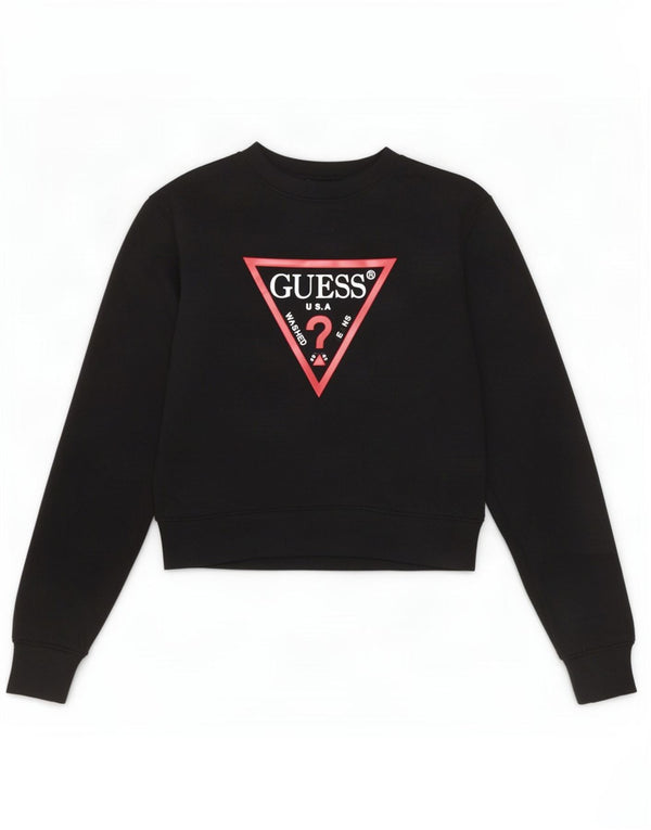 Damska bluza Guess z graficznym luźnym krojem, bluza UK 6 XS, czarna bawełna