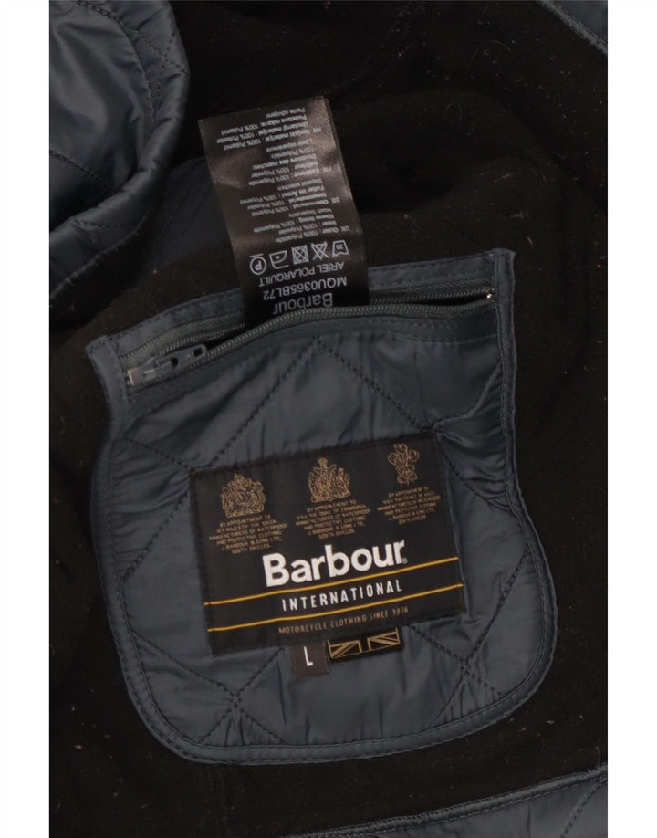 Męska pikowana kurtka BARBOUR UK 40, duża granatowa, poliamidowa