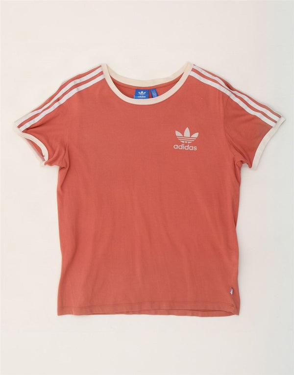 Adidas Mens Oversized T-Shirt Top UK 6 XS Orange Cotton