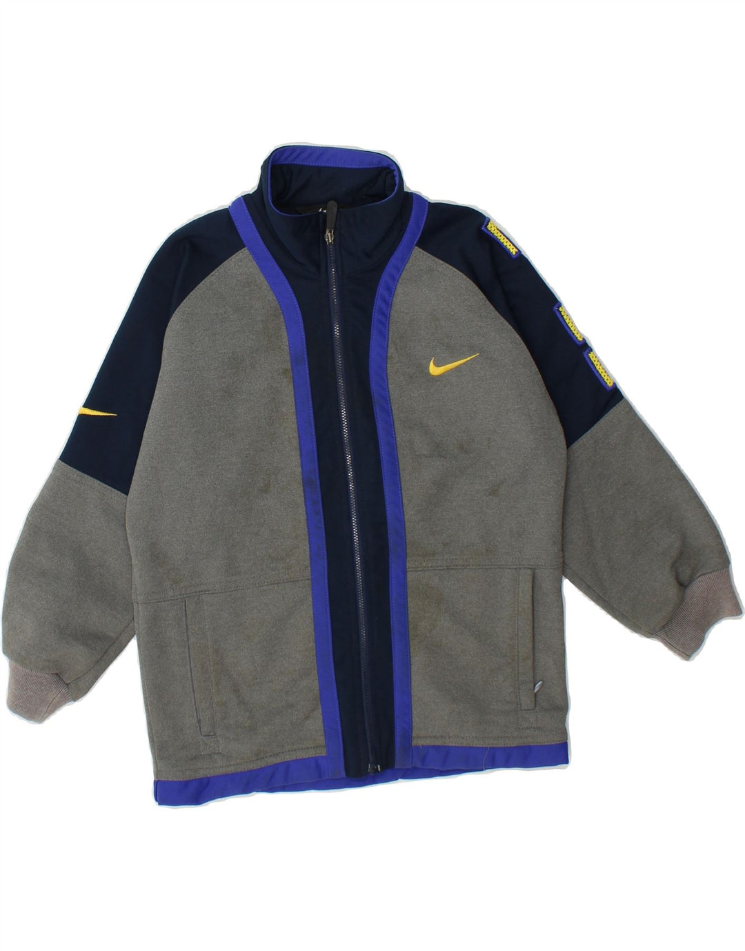 NIKE Boys Tracksuit Top Jacket 12-13 Years Large Grey Colourblock Vintage Nike and Second-Hand Nike from Messina Hembry 