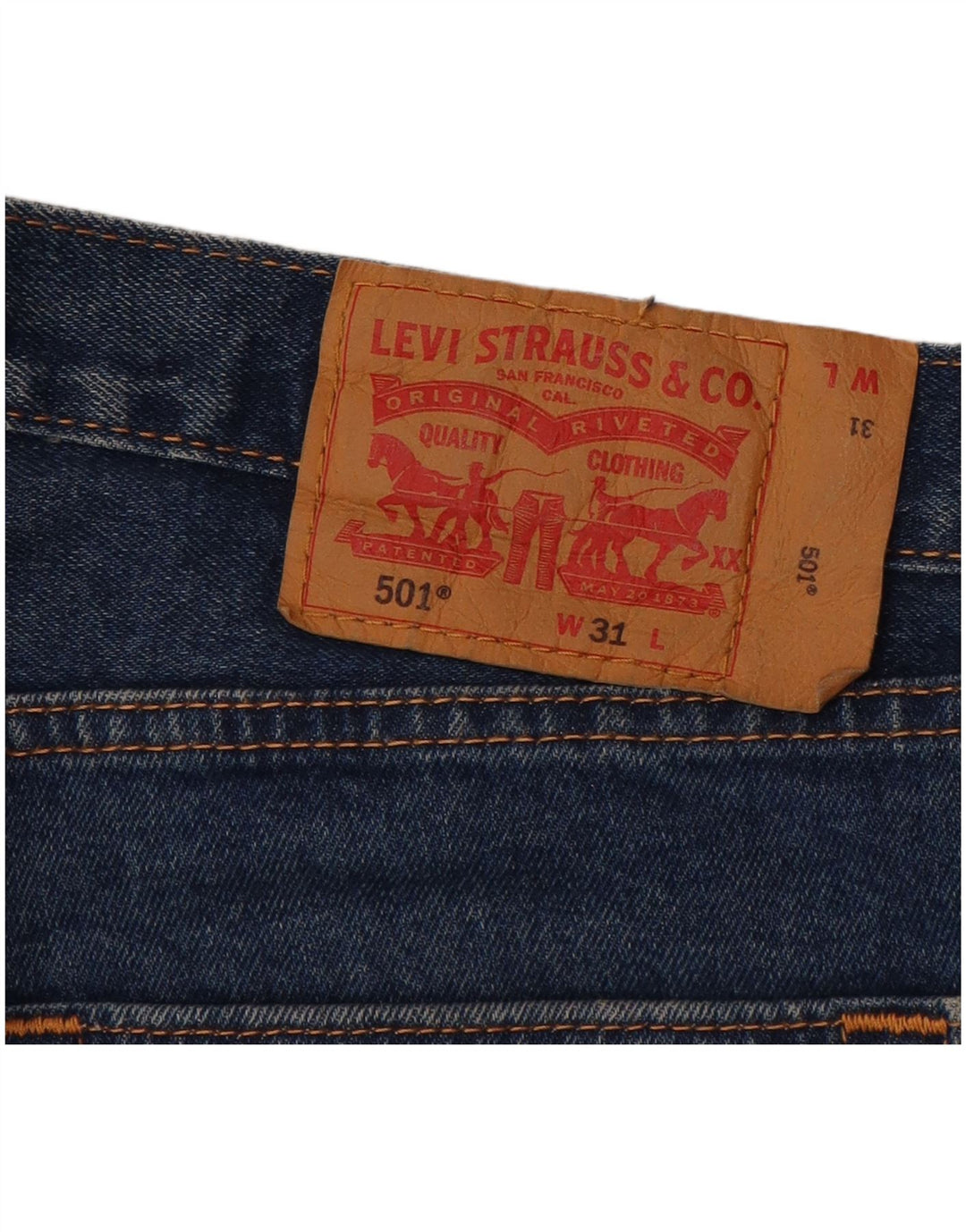 Męskie spodenki jeansowe LEVI'S 501 W31 Średni granatowy, bawełniany