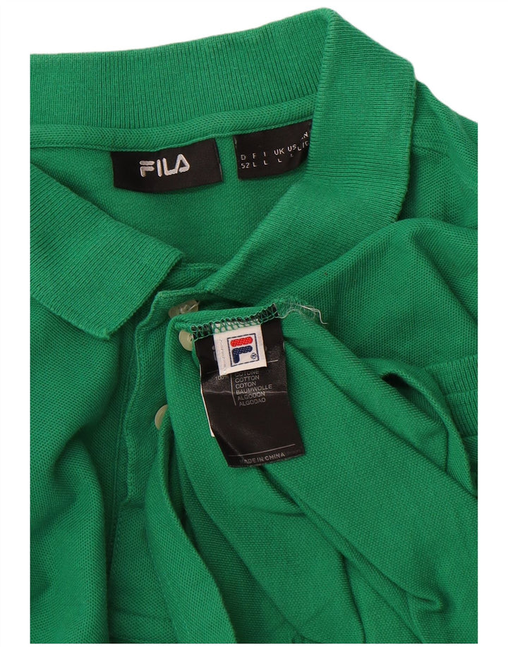 FILA Mens Polo Shirt Large Green Cotton