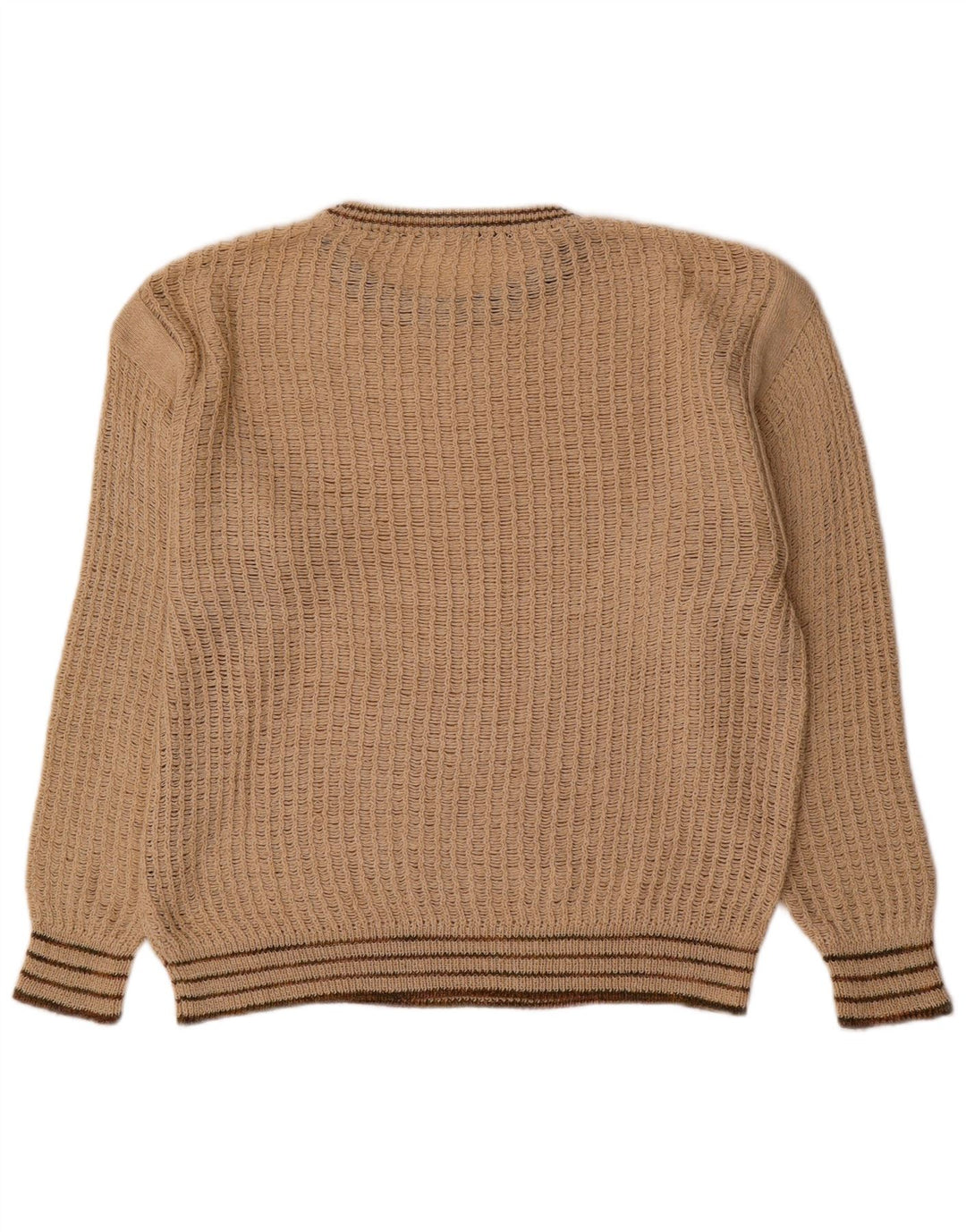 Vintage męski sweter z dekoltem w łódkę, w średnie beżowe paski