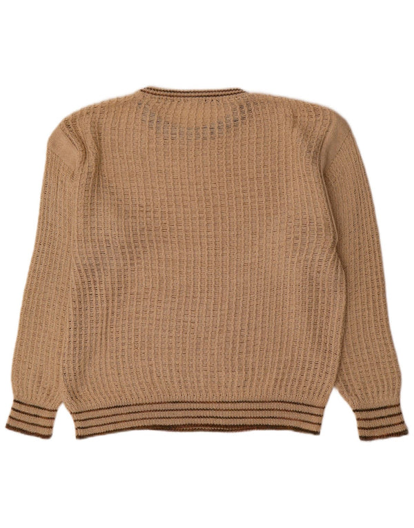 Vintage męski sweter z dekoltem w łódkę, w średnie beżowe paski