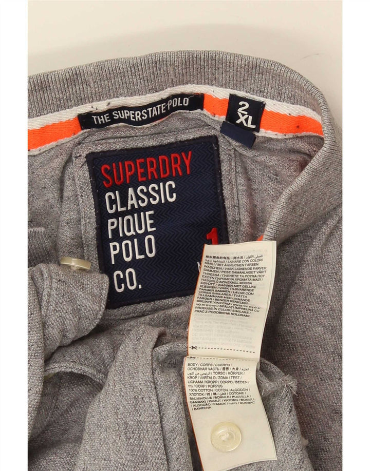 Męska koszulka polo Superdry z grafiką 2XL, szara, bawełniana