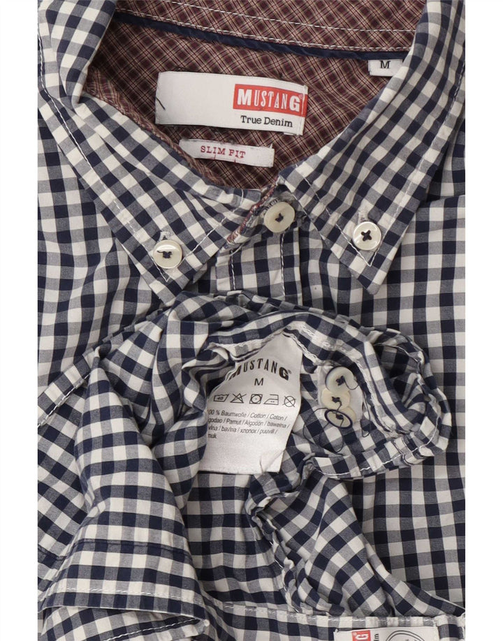 Koszula męska Mustang Slim Fit, średnia, granatowa, bawełniana kratka