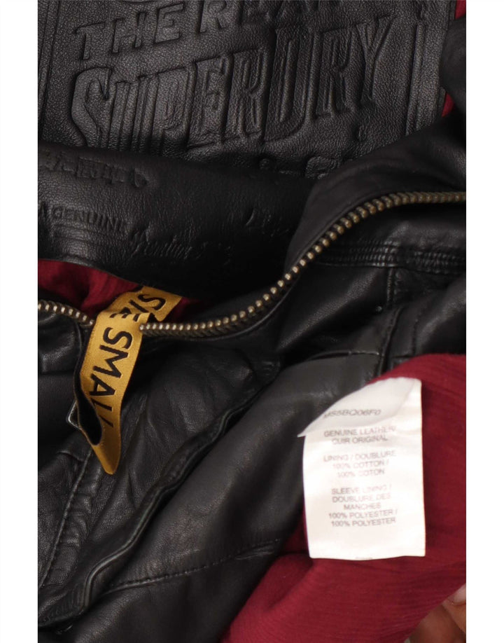 Damska kurtka wojskowa skórzana Superdry UK 10, mała czarna