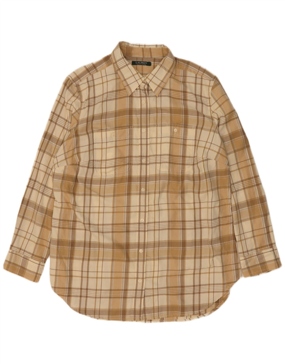 Męska koszula flanelowa Ralph Lauren w średnią beżową kratkę, bawełniana