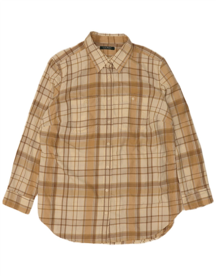 Męska koszula flanelowa Ralph Lauren w średnią beżową kratkę, bawełniana