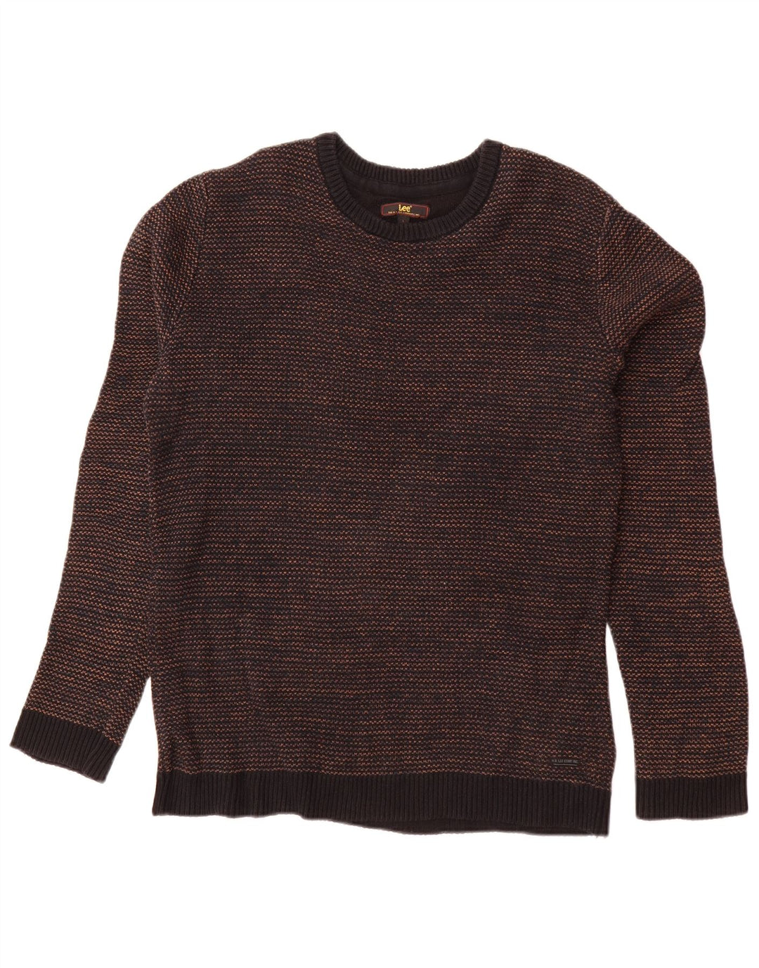 LEE Mens Crew Neck Jumper Sweater Large Navy Blue Flecked Cotton
