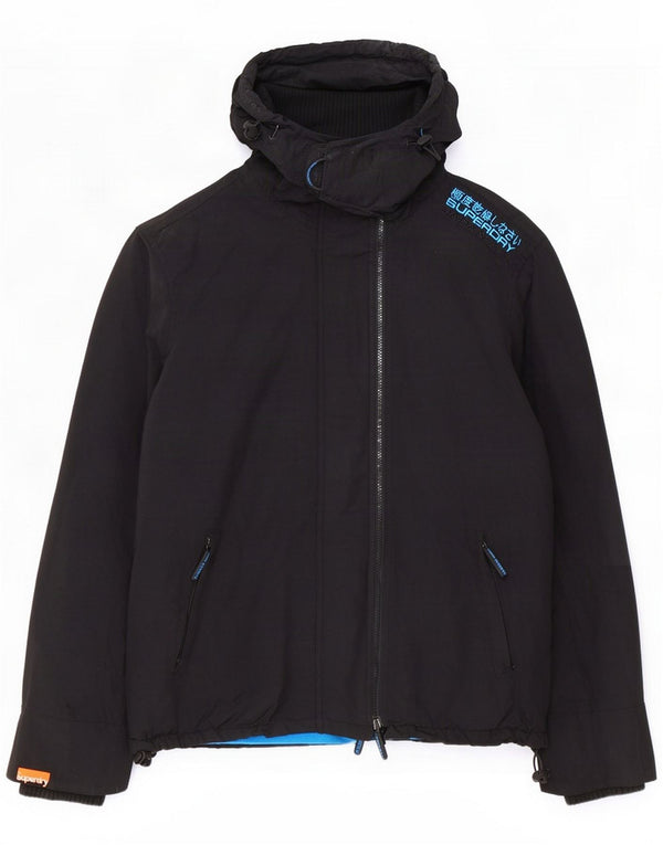 Superdry Mens Graphic Hooded Windbreaker Jacket UK 42 XL Black Nylon