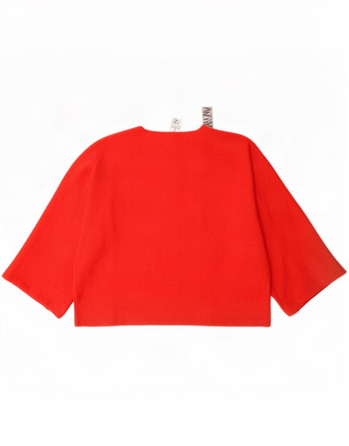 Damski top oversize Zara z rękawem 3/4, UK 6 XS, czerwony poliester