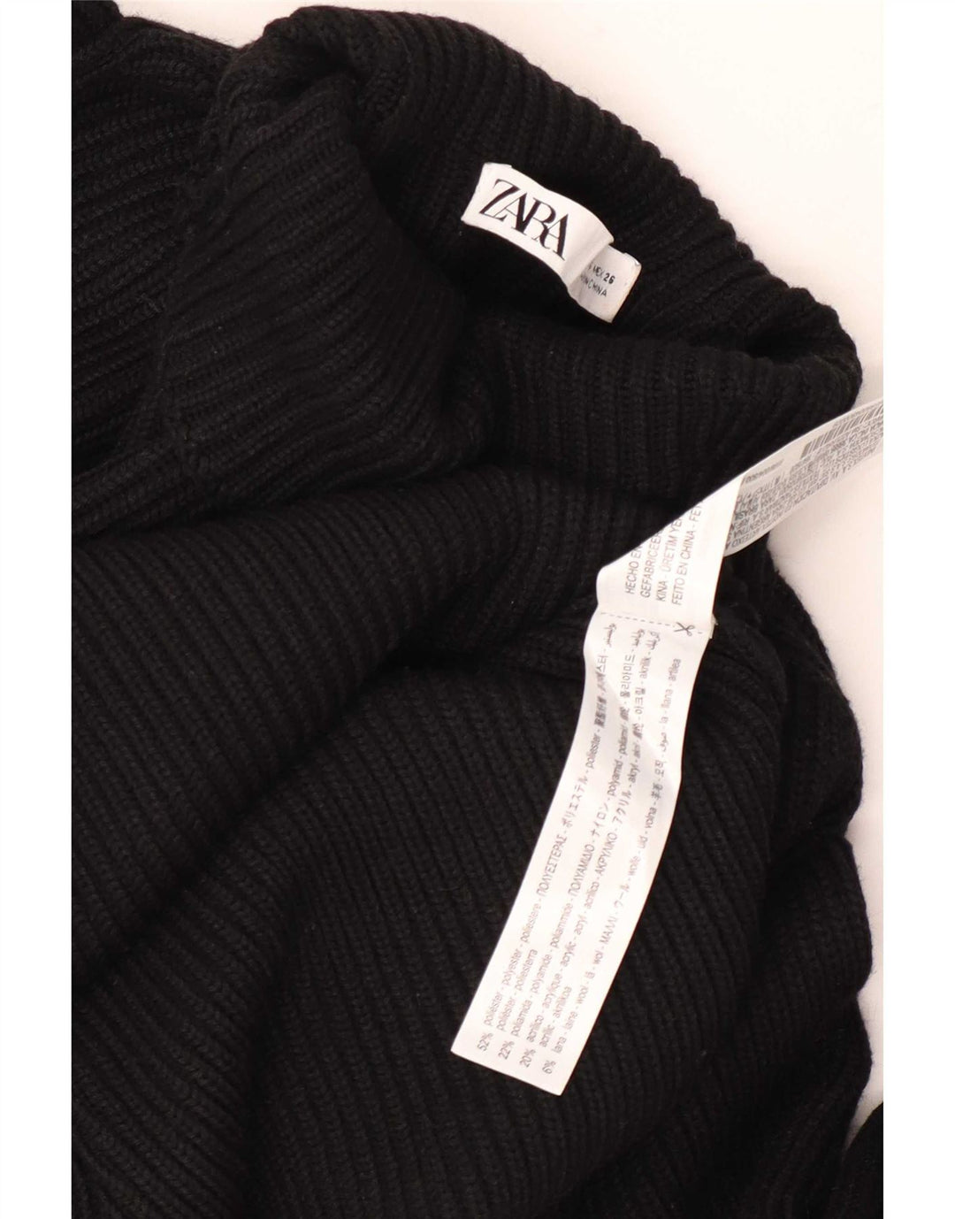 Damski sweter z golfem Zara UK 10, mały, czarny poliester