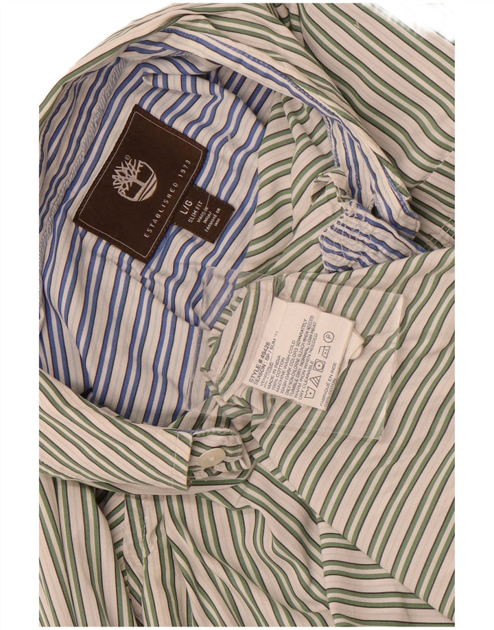 Koszula męska Timberland Slim Fit, duża, bawełniana w zielone paski