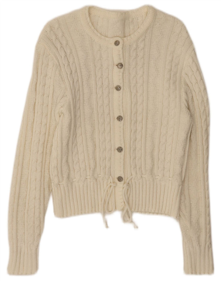 Sweter damski w stylu vintage, rozpinany UK 10, mały, biały