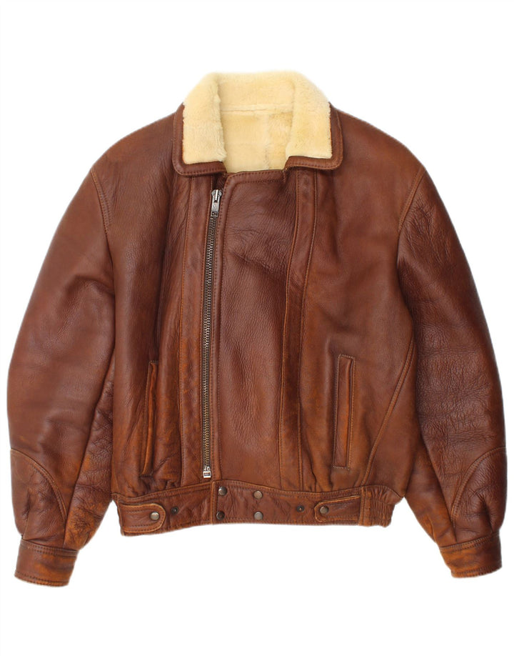 Vintage męska kurtka shearling IT 48 średni brąz