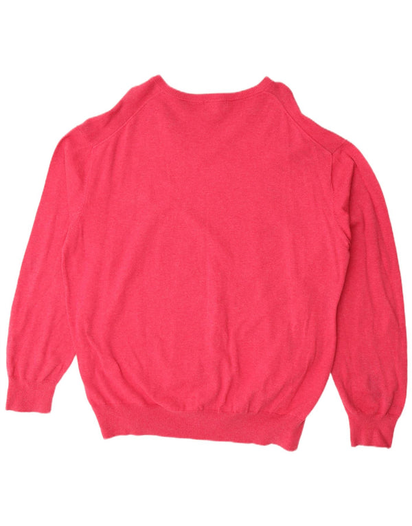 Sweter damski Gant z dekoltem w kształcie litery V, UK 22 3XL, różowy, bawełniany