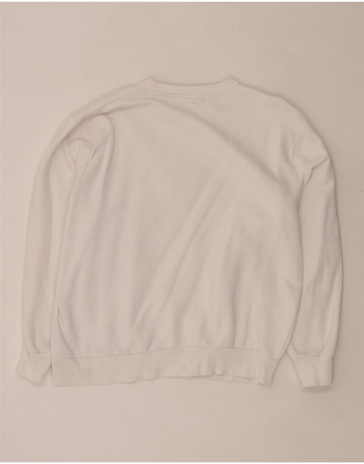 Damski sweter oversize z grafiką ELLESSE UK 8, mały, biały, bawełniany