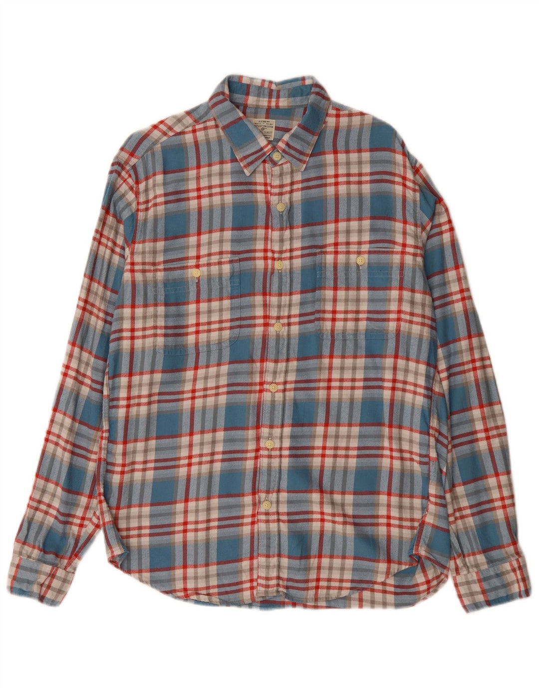 J. CREW Męska koszula flanelowa slim fit, duża, bawełniana w niebieską kratkę