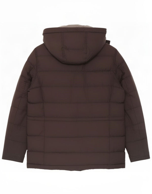 Massimo Dutti Mens Hooded Padded Jacket UK 40 Large Black Colourblock