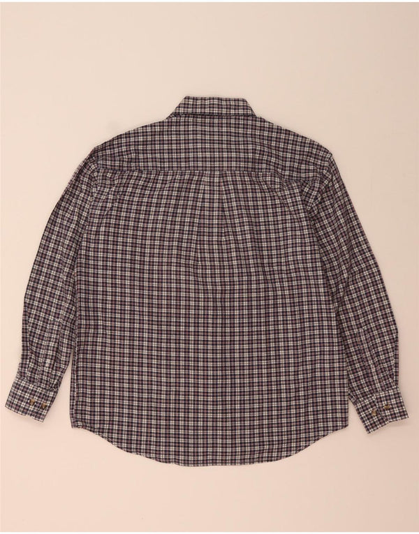 Marlboro Classics Mens Shirt Large Navy Blue Check Cotton