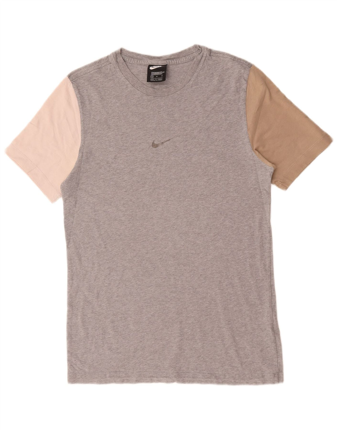 T-shirt męski Nike o standardowym kroju, bawełniany, średnioszary, z blokami kolorów