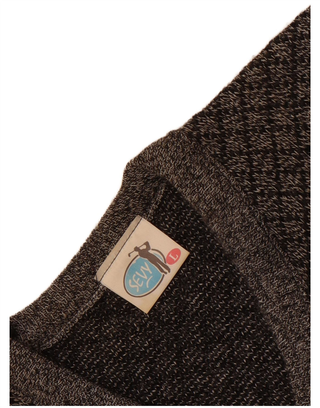 Męski sweter w stylu vintage z dekoltem w szpic, duży, szary, geometryczny akryl