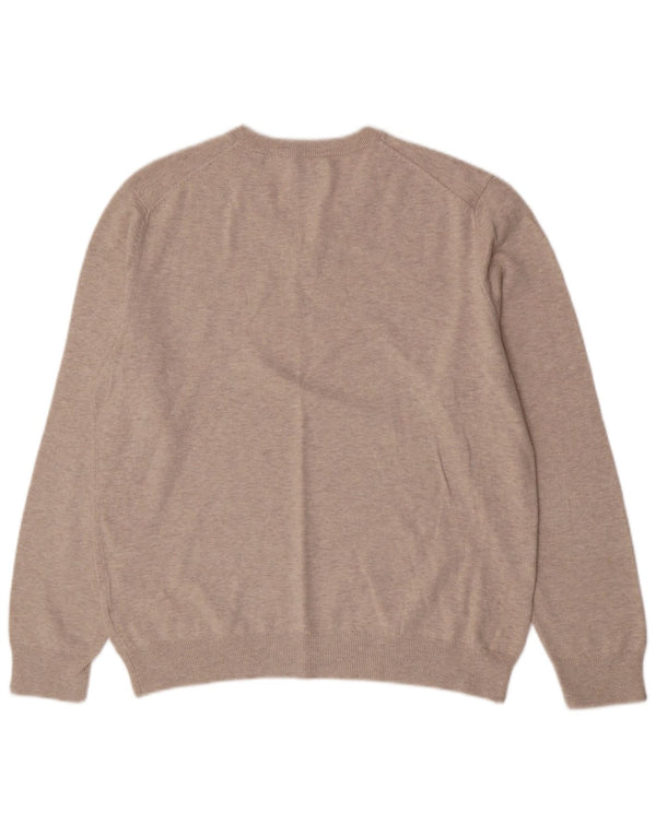 Gant Womens V-Neck Jumper Sweater Large Grey Cotton