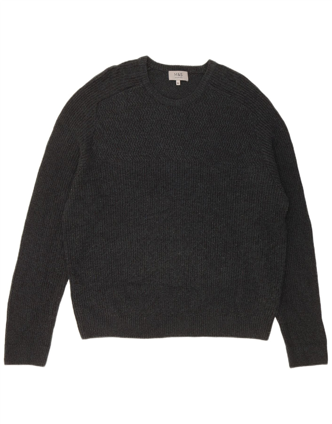 Marks & Spencer Męski sweter z okrągłym dekoltem XL, szary, nakrapiany akryl